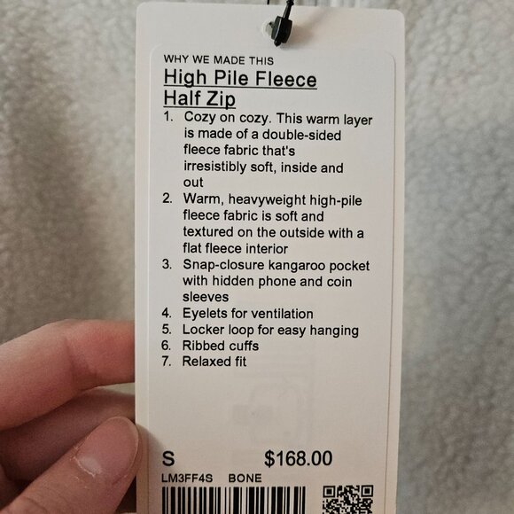 Lululemon High Pile Fleece Half Zip NWT Size S Bone - Picture 3 of 4